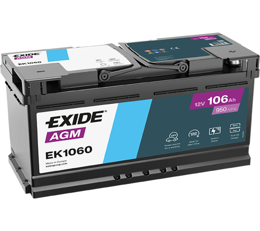 Автомобільний акумулятор Exide 106Ah 950A Start Stop AGM EK1060 (EK1050)