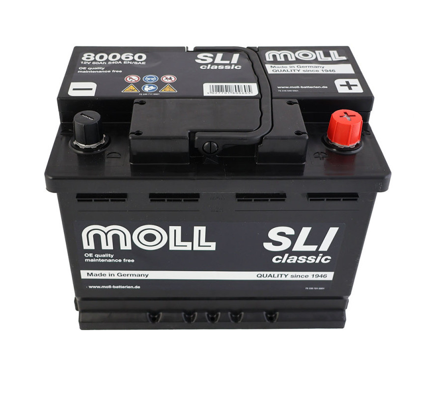 Автомобільний акумулятор MOLL SLI classic 60Ah 540A R+