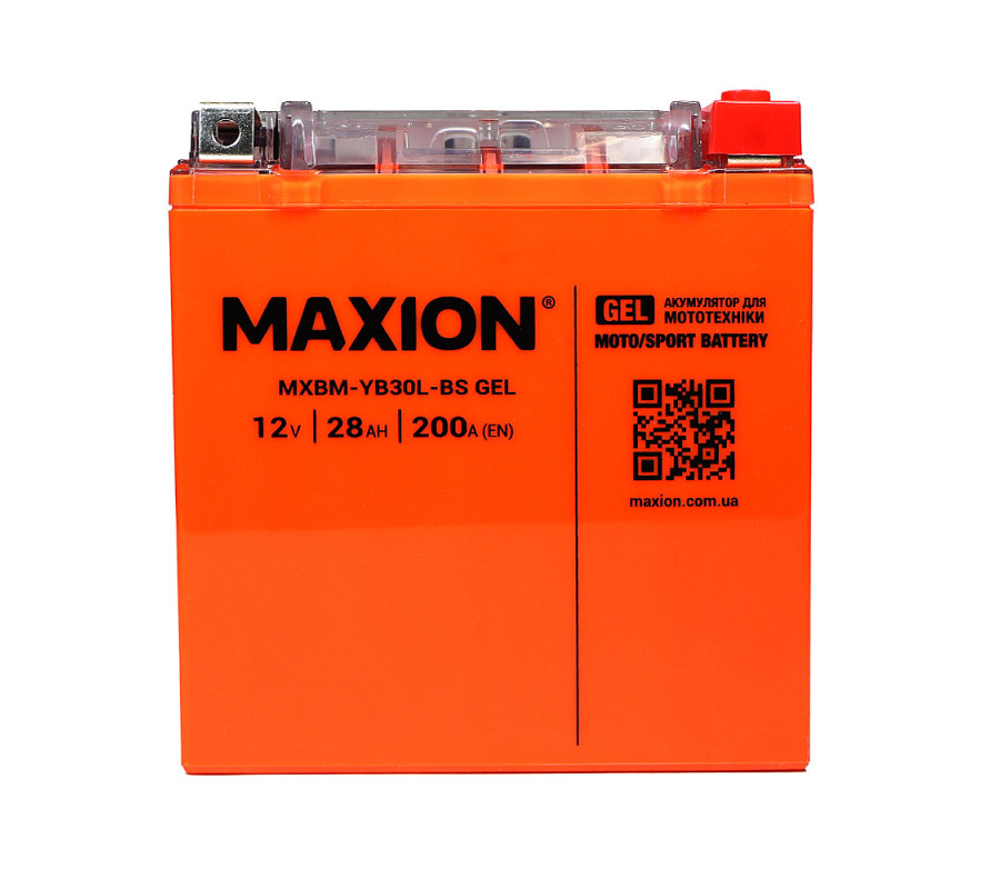 Мото акумулятор MAXION Gel 12V 28Ah 200A R+ YB 30L-BS