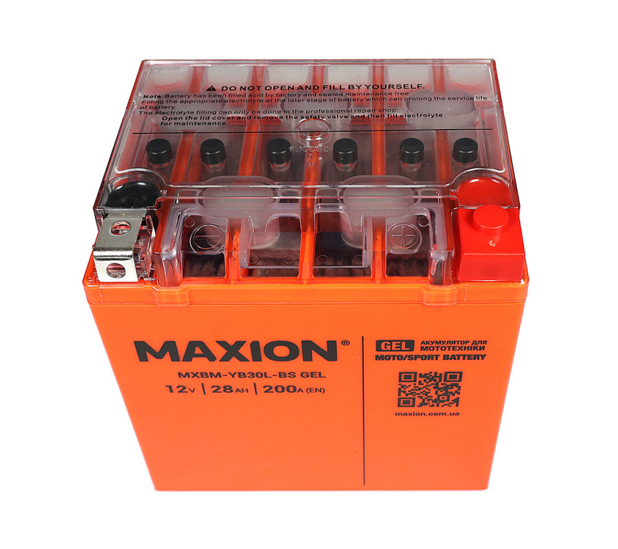 Мото акумулятор MAXION Gel 12V 28Ah 200A R+ YB 30L-BS