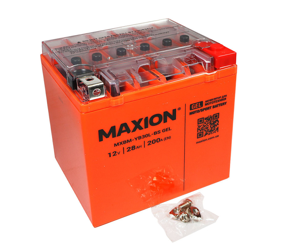 Мото акумулятор MAXION Gel 12V 28Ah 200A R+ YB 30L-BS