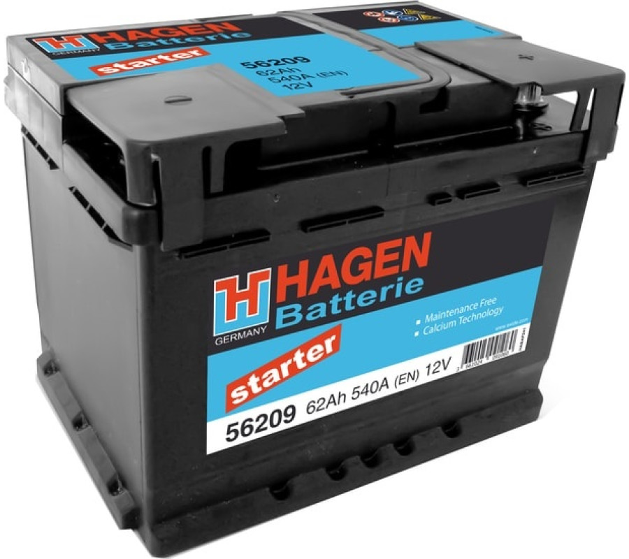 Автомобильный аккумулятор Hagen 6СТ-62L+