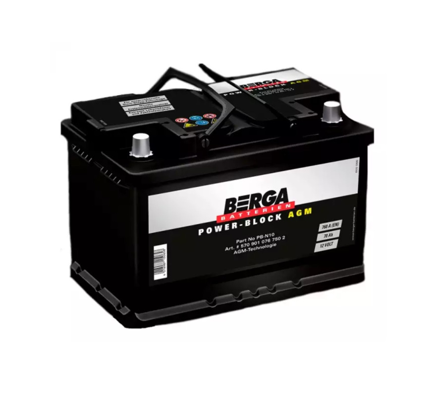 Автомобільний акумулятор BERGA Power Block 70Ah 760А AGM R+