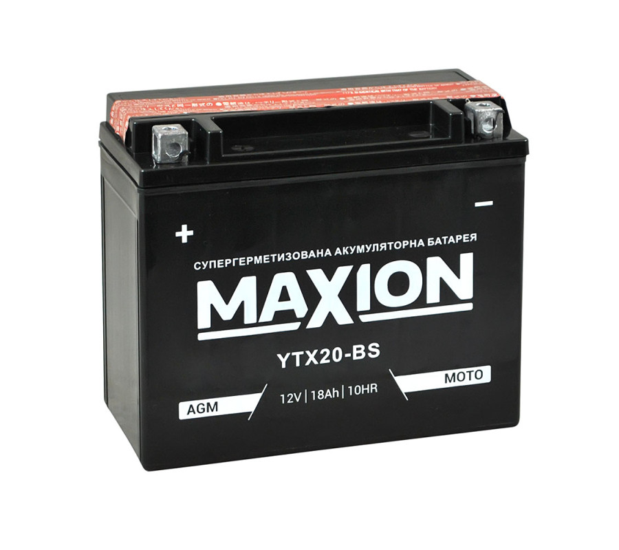 Мото акумулятор MAXION AGM 12V 18A L+ YTX 20-BS