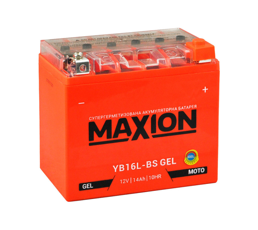 Мото акумулятор MAXION Gel 12V 14A R+ YB 16L-BS
