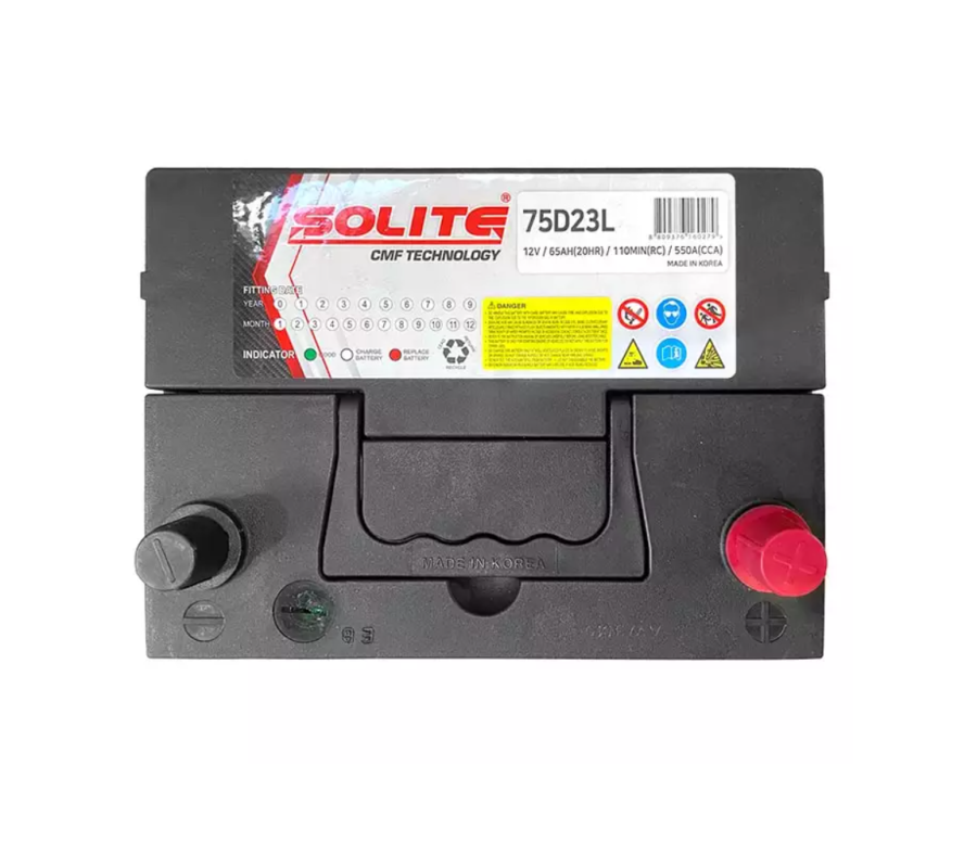 Автомобільний акумулятор Solite 65Ah 550А 75D23L