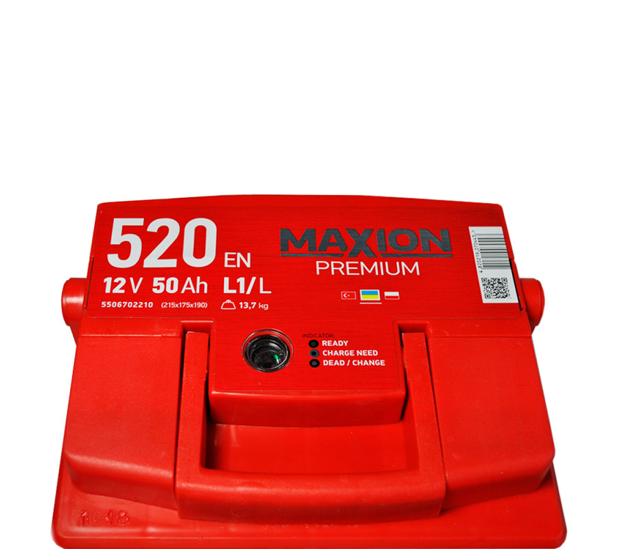 Автомобільний акумулятор MAXION Premium 50Аh 520A L+