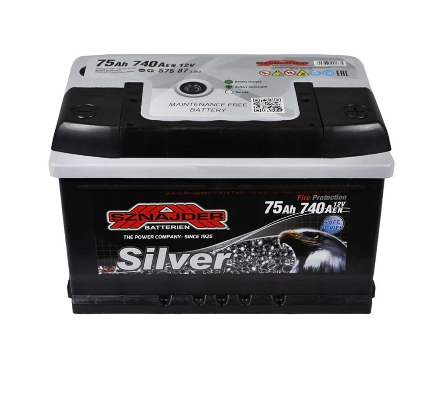 Автомобільний акумулятор SZNAJDER Silver 75Ah 740A R+