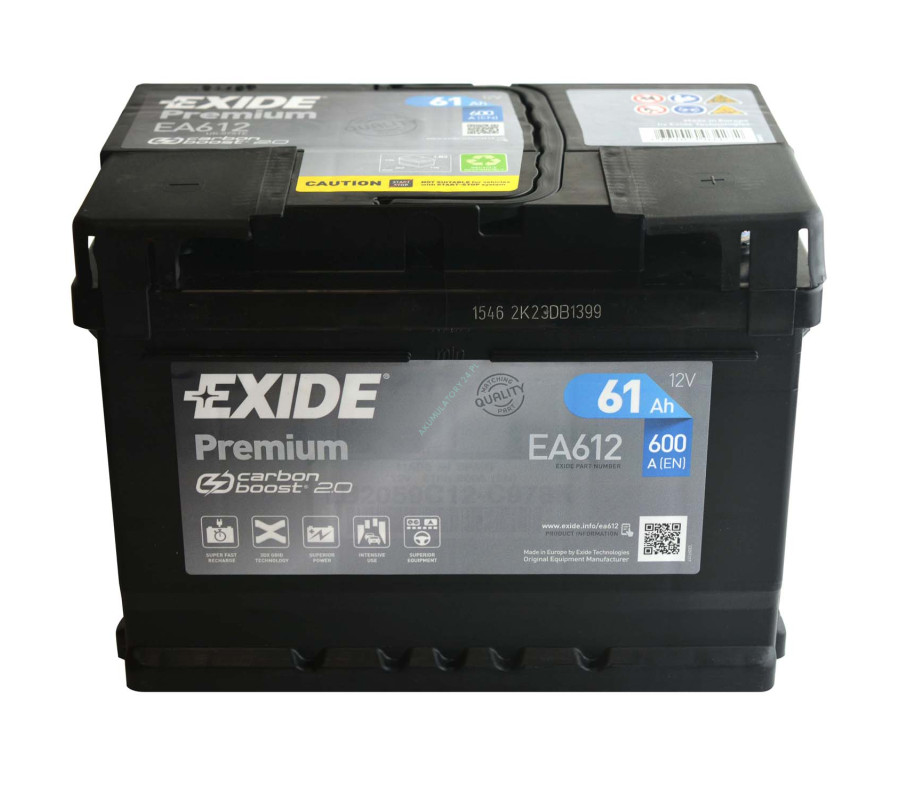 Автомобільний акумулятор Exide Premium 61Ah 600A EA612