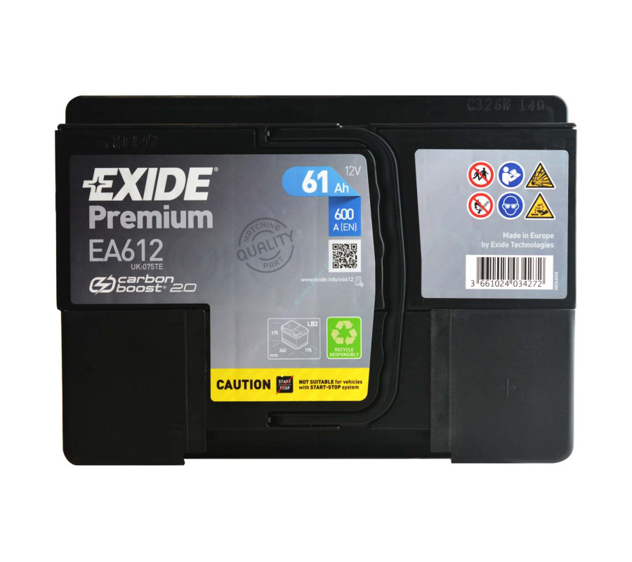 Автомобільний акумулятор Exide Premium 61Ah 600A EA612
