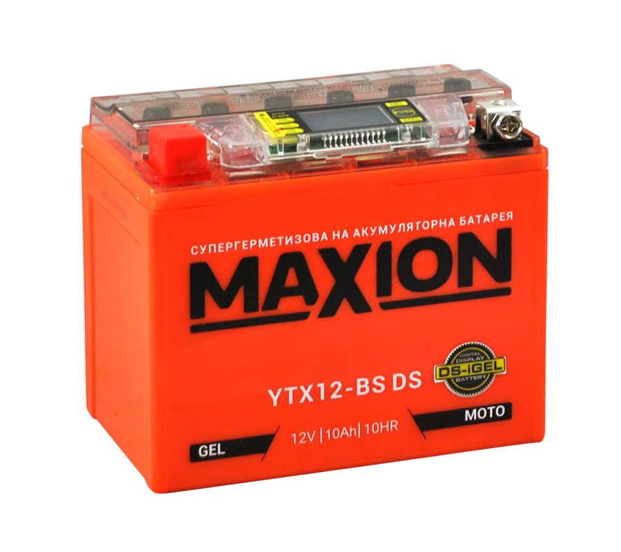 Мото акумулятор MAXION 12V 10A L+ (левый +) YTX 12-BS DS