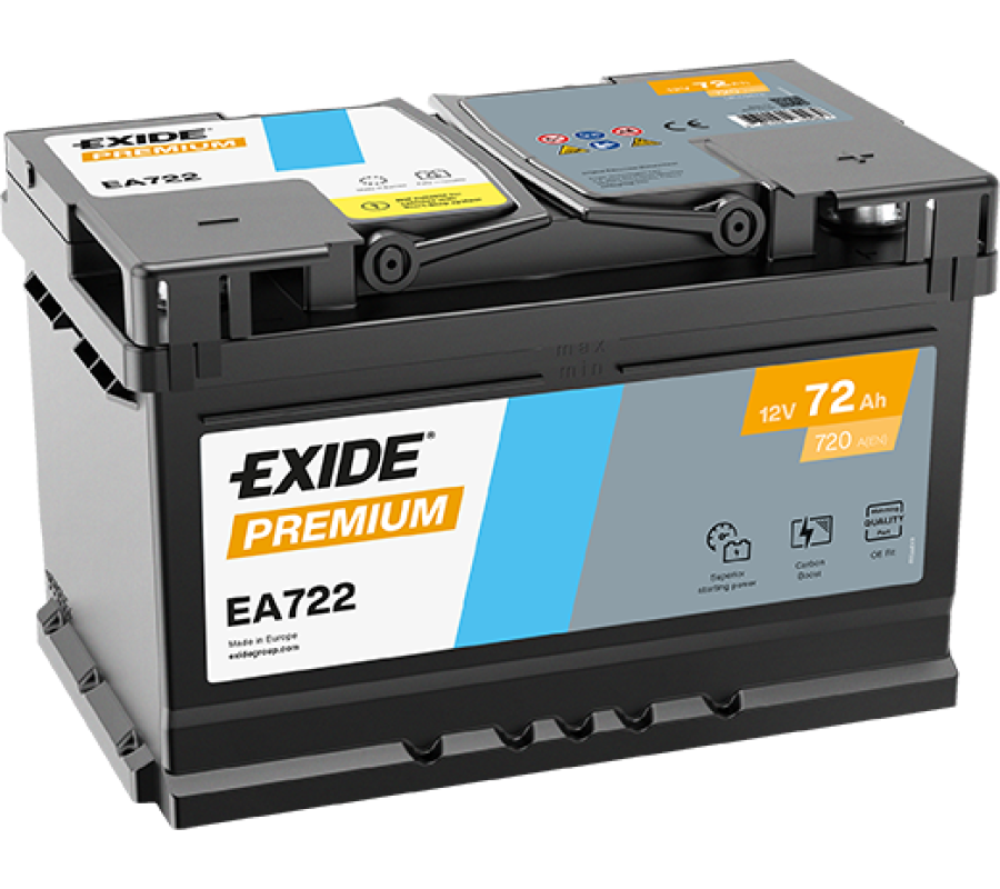 Автомобільний акумулятор Exide Premium 72Ah 720A EA722