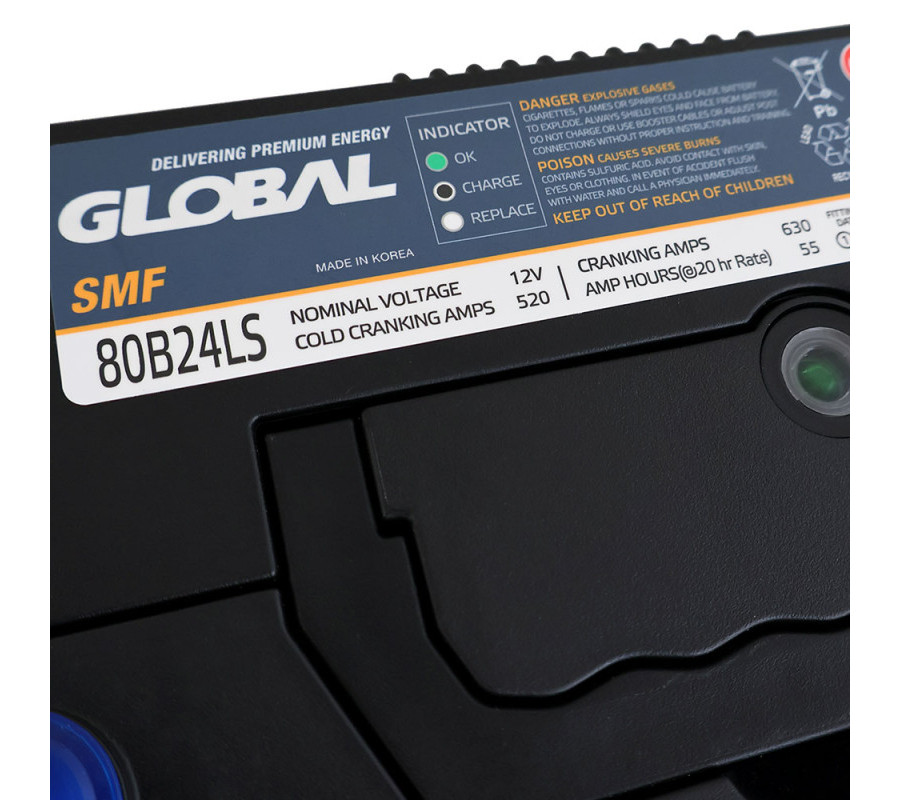 Автомобільний акумулятор GLOBAL Asia 55Ah 520A R+ SMF 80B24LS
