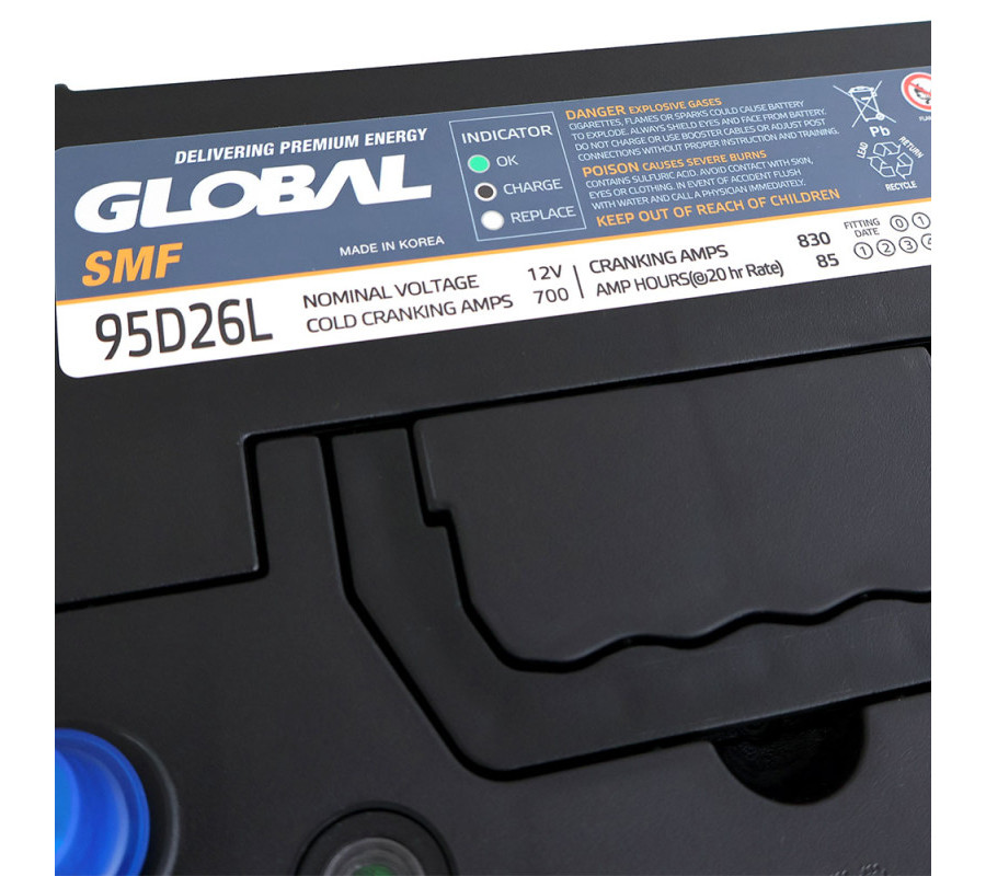 Автомобільний акумулятор GLOBAL Asia 85Ah 700A R+ SMF 95D26L
