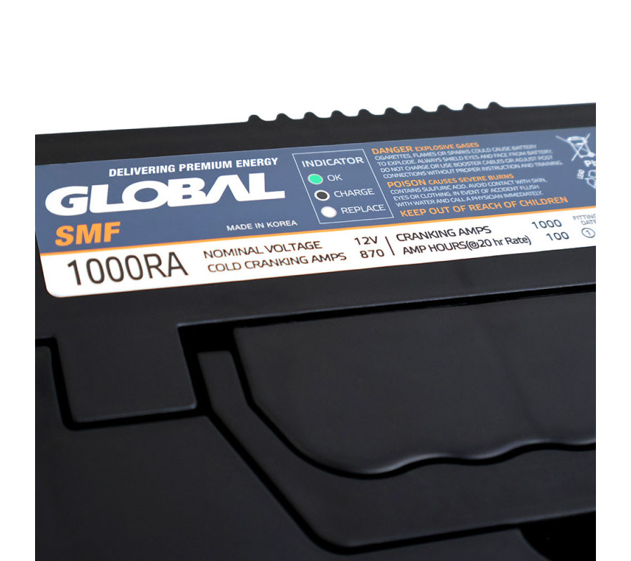 Автомобільний акумулятор GLOBAL Asia 100Ah, 870A, L+ SMF 1000RA Heavy-Duty