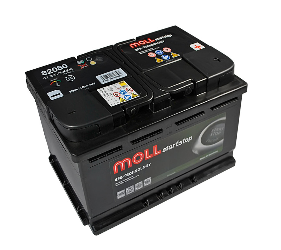 Автомобільний акумулятор MOLL EFB (L4) 80Ah 800A R+ Start Stop