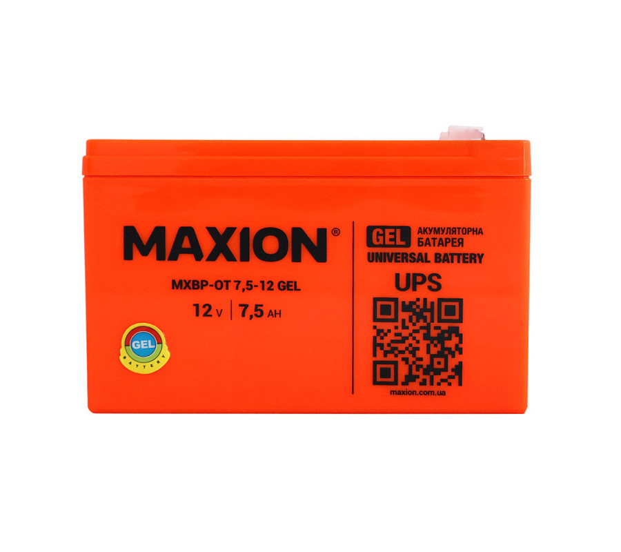 Акумулятор гелевий MAXION MXBP-OT 7,5-12 12V, 7,5А GEL 