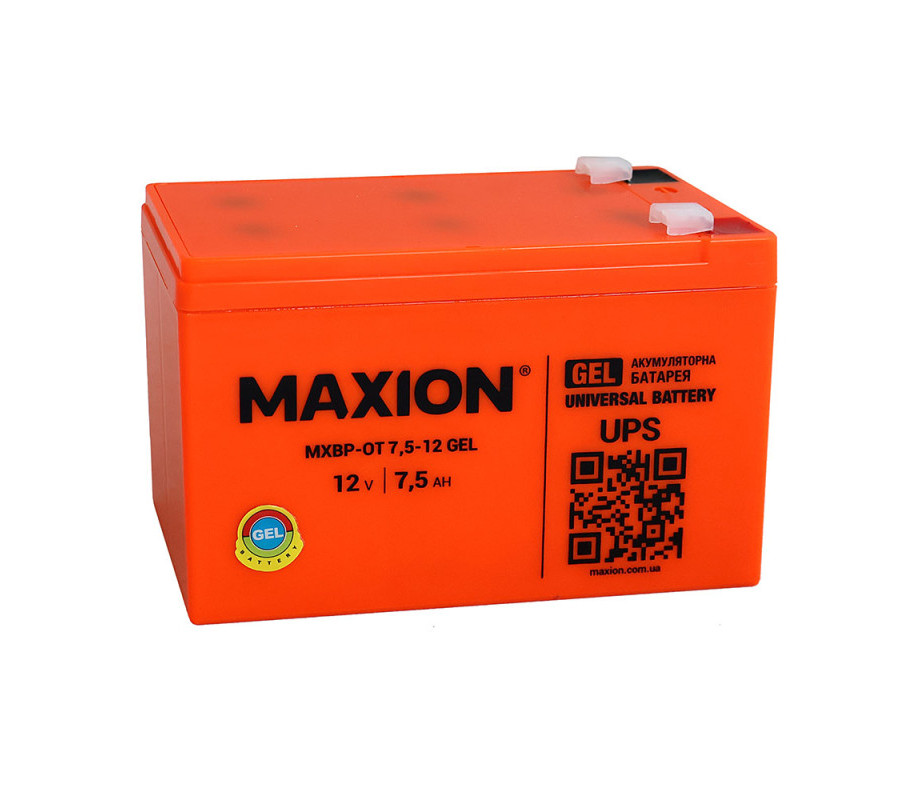 Акумулятор гелевий MAXION MXBP-OT 7,5-12 12V, 7,5А GEL 