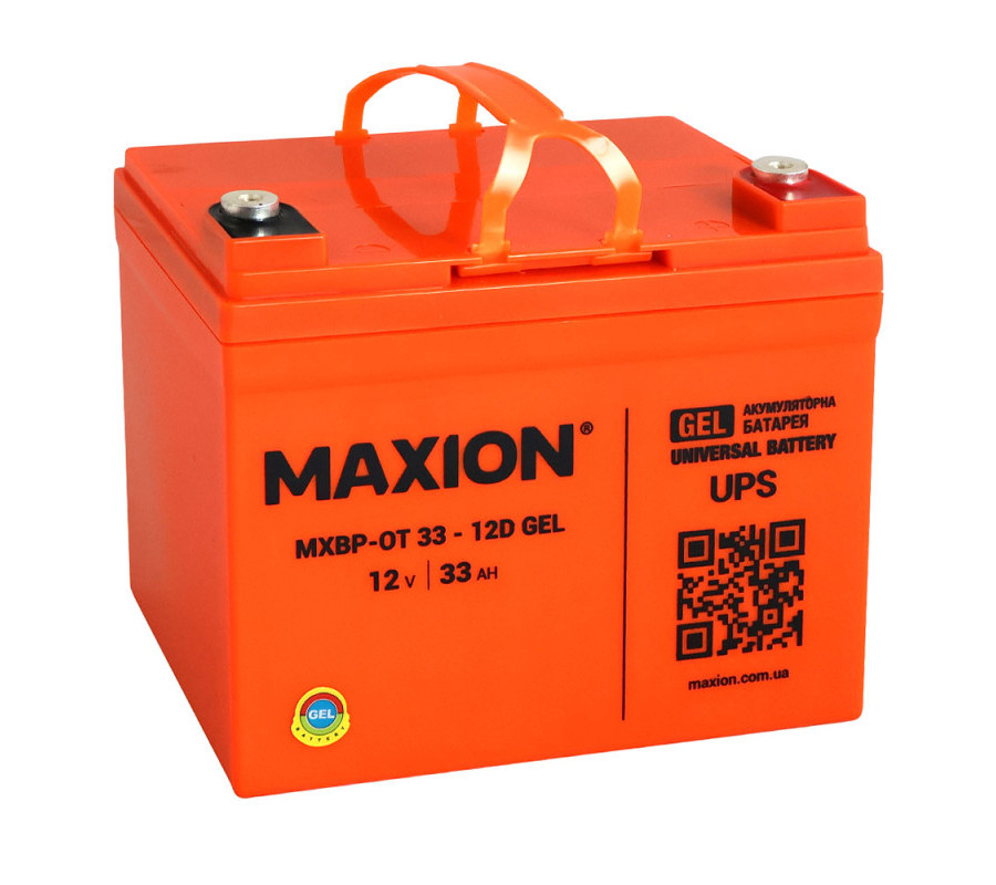 Акумулятор гелевий MAXION MXBP OT 33 - 12D 12V 33Ah GEL 