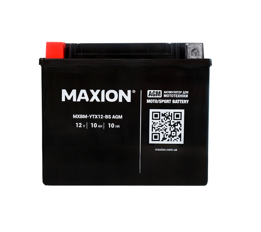 Мото акумулятор MAXION AGM 12V 10Ah L+ YTX12-BS