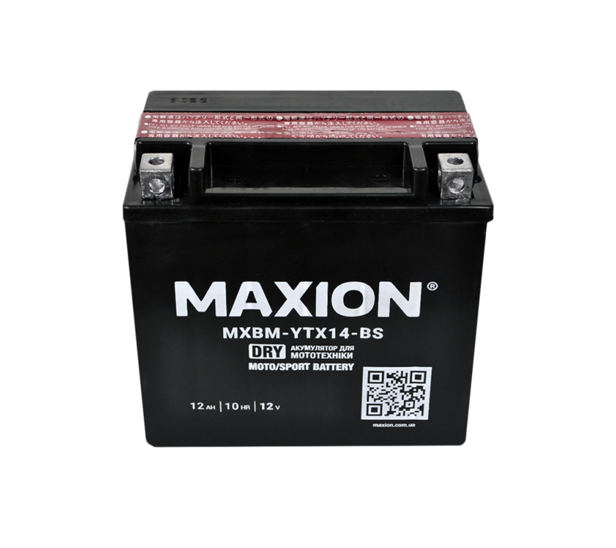 Мото акумулятор MAXION AGM 12V 12Ah L+ YTX12-BS