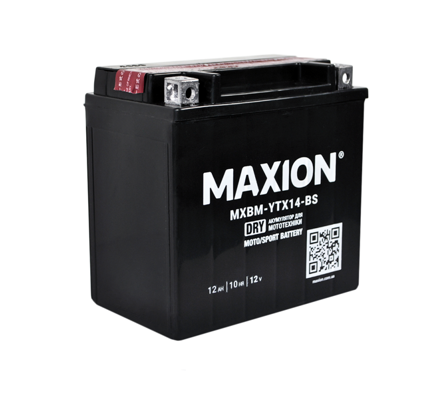 Мото акумулятор MAXION AGM 12V 12Ah L+ YTX12-BS