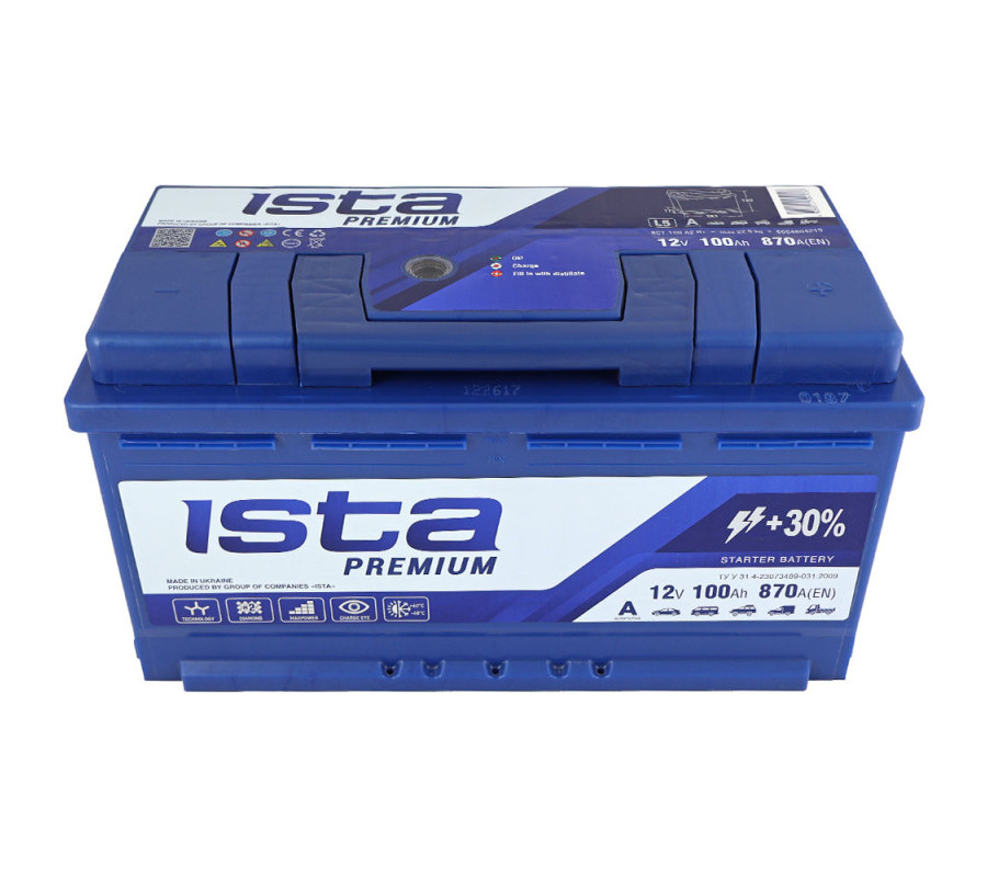 Автомобільний акумулятор ISTA Premium 100Ah 870A R+