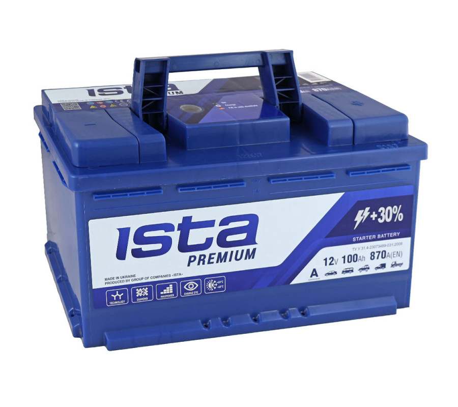 Автомобільний акумулятор ISTA Premium 100Ah 870A R+