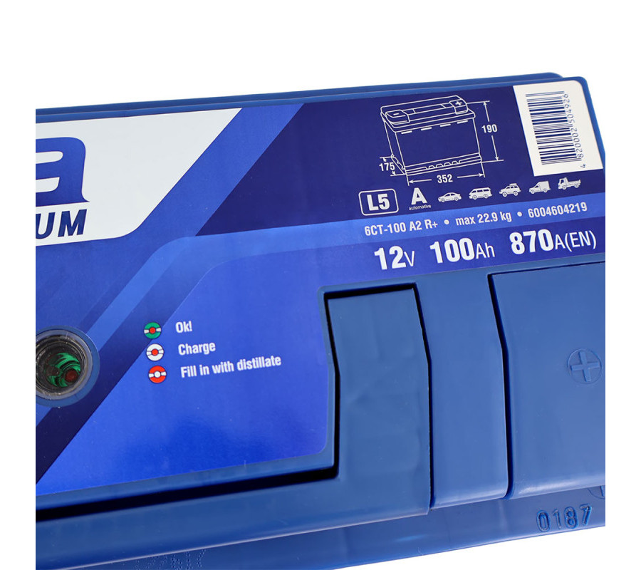 Автомобільний акумулятор ISTA Premium 100Ah 870A R+