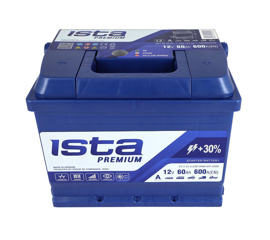Автомобільний акумулятор ISTA Premium 60Ah 600A R+