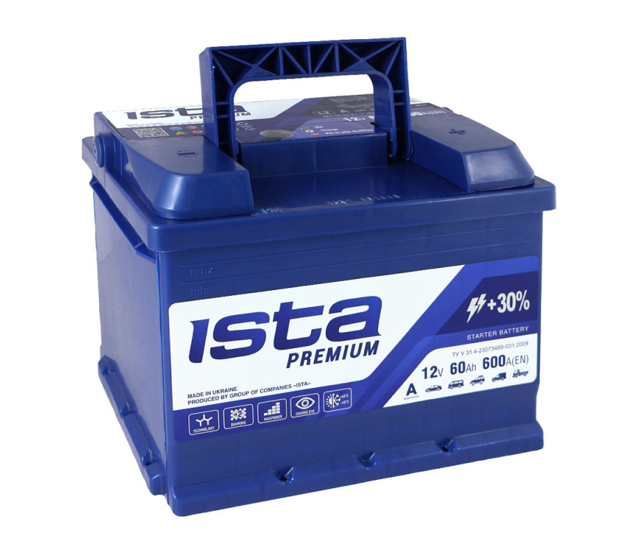 Автомобільний акумулятор ISTA Premium 60Ah 600A R+