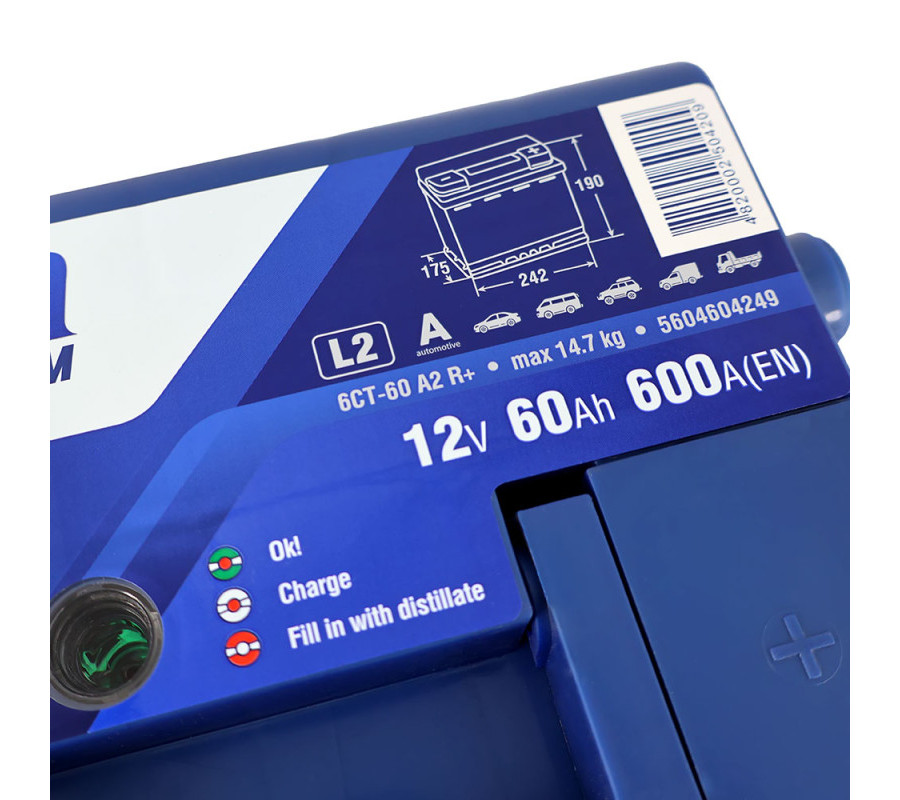 Автомобільний акумулятор ISTA Premium 60Ah 600A R+
