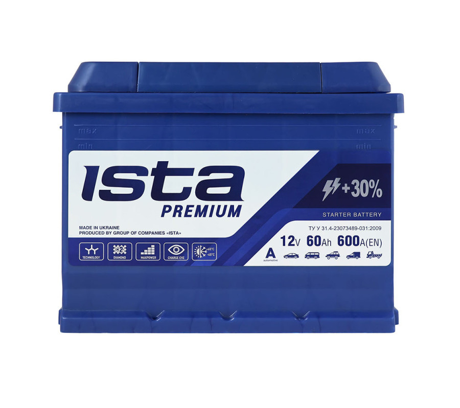 Автомобільний акумулятор ISTA Premium 60Ah 600A L+