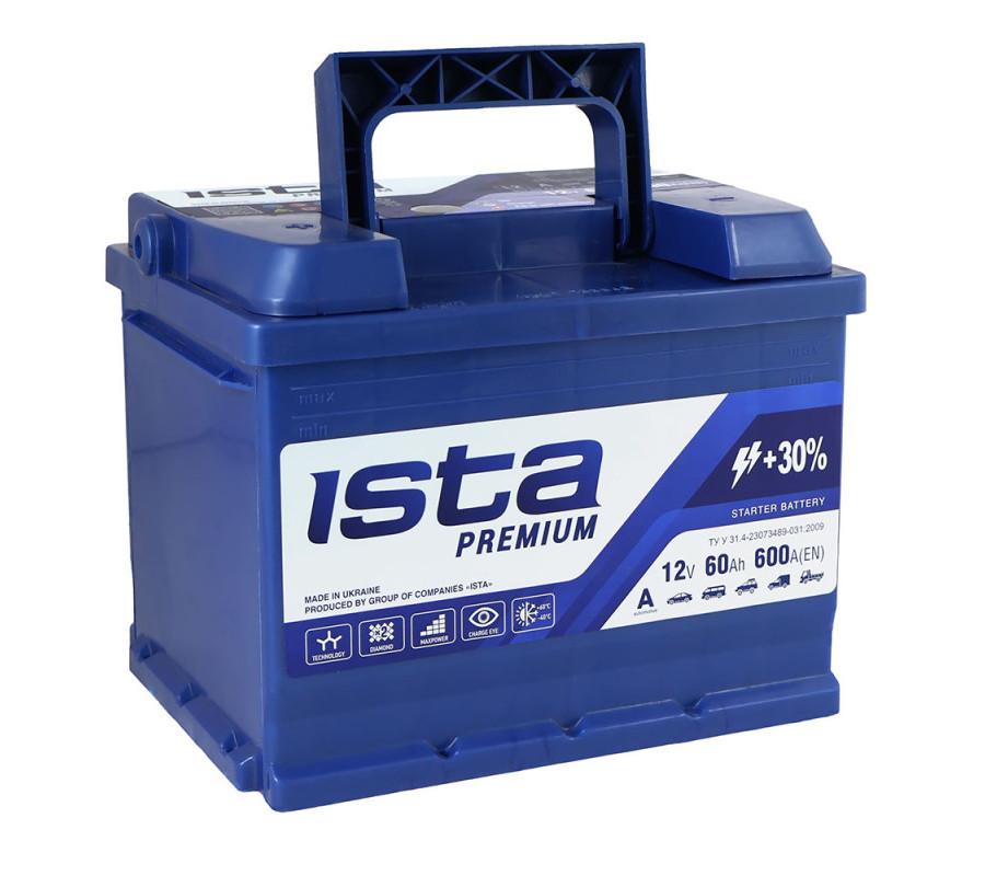 Автомобільний акумулятор ISTA Premium 60Ah 600A L+