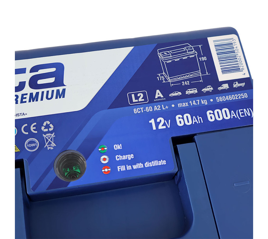 Автомобільний акумулятор ISTA Premium 60Ah 600A L+
