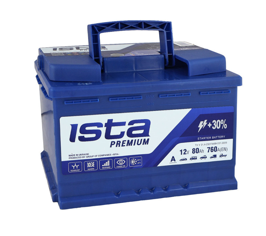 Автомобільний акумулятор ISTA Premium 80Ah 760A R+