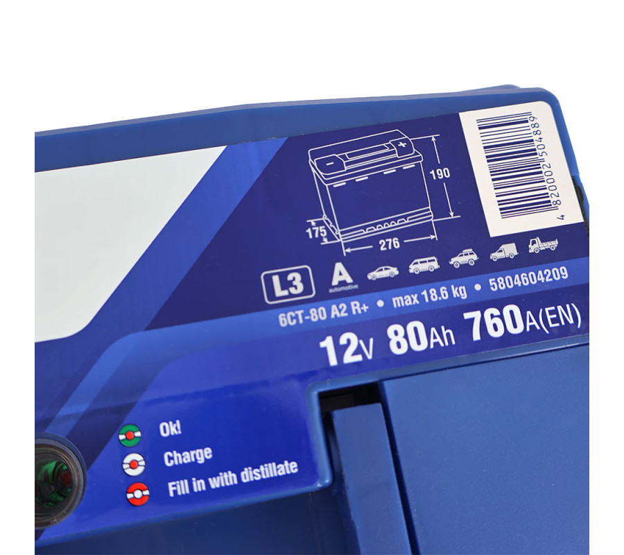Автомобільний акумулятор ISTA Premium 80Ah 760A R+