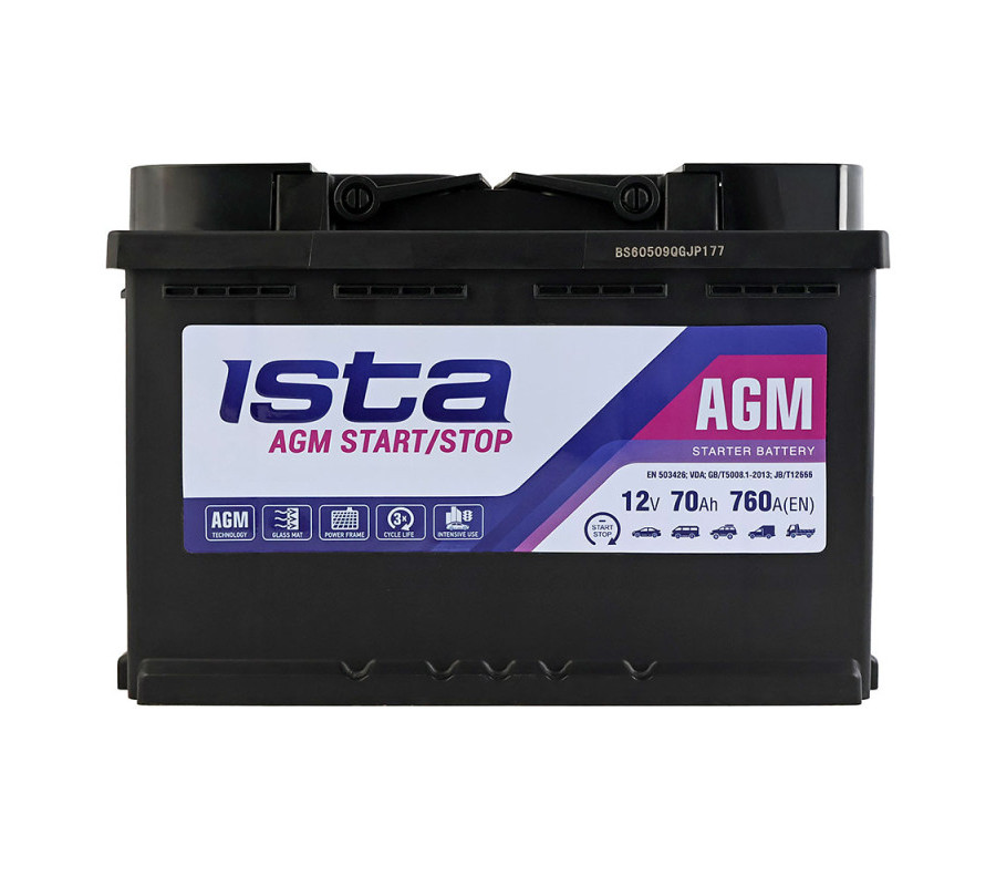 Автомобільний акумулятор ISTA AGM 70Ah 760A R+ купити в Києві, Україні