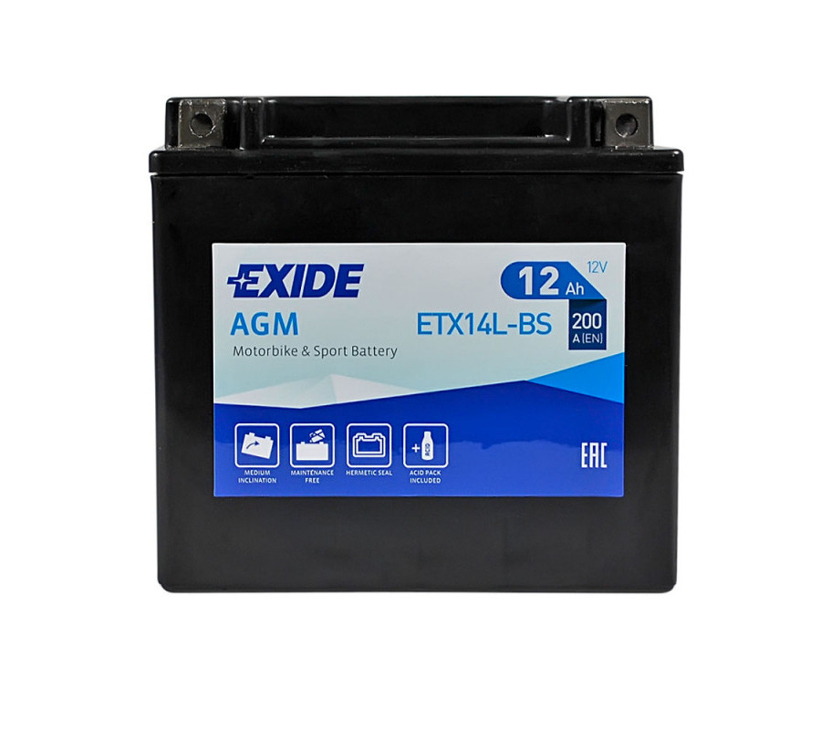 Мото акумулятор EXIDE 12V 12A ETX14L-BS 