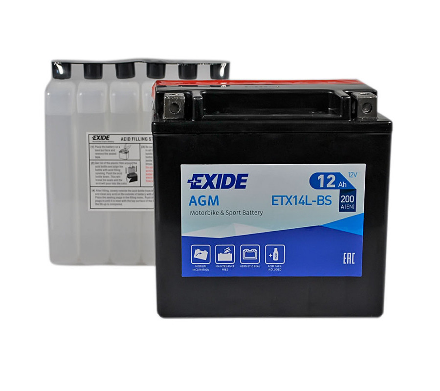 Мото акумулятор EXIDE 12V 12A ETX14L-BS 