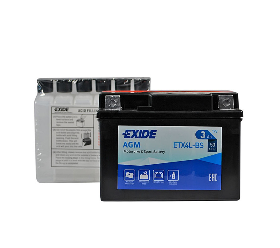 Мото акумулятор EXIDE 12V 3A  ETX4L-BS