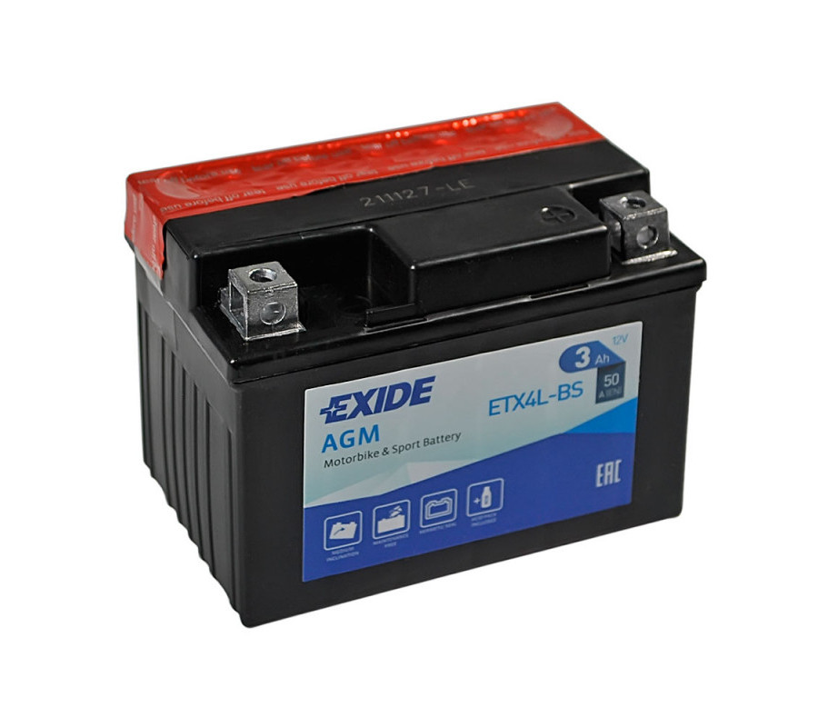Мото акумулятор EXIDE 12V 3A  ETX4L-BS