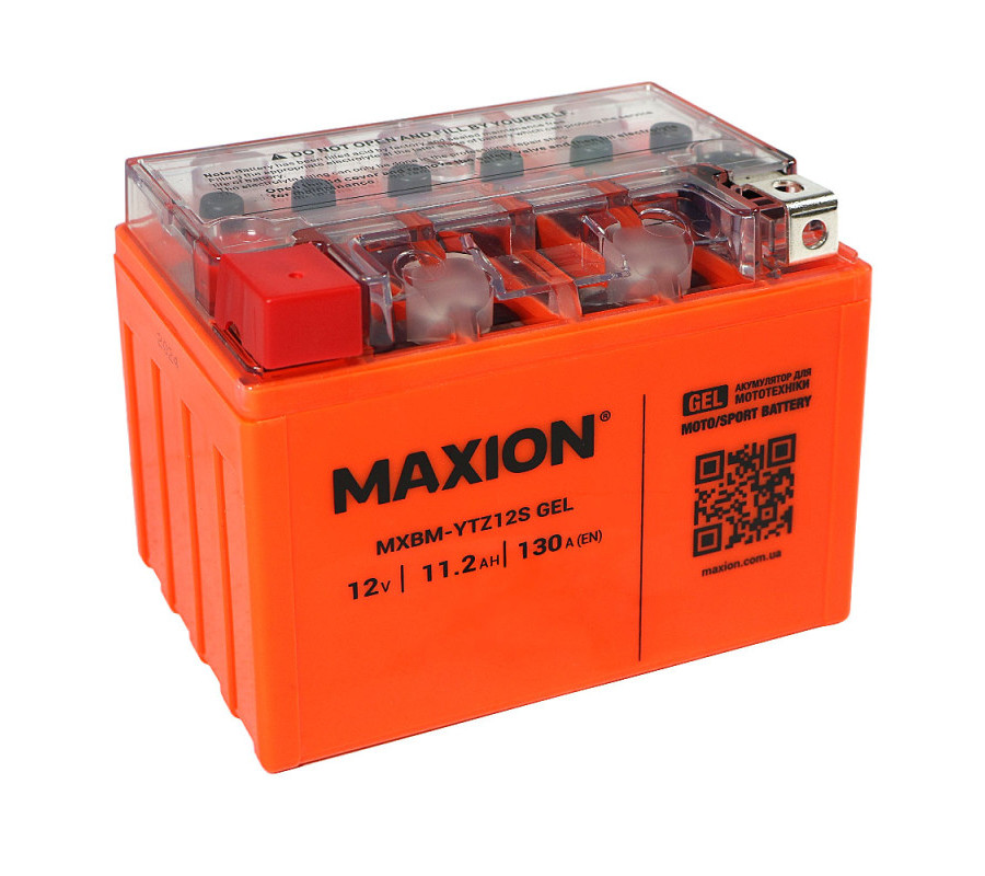 Мото акумулятор MAXION 12V 11.2Ah 130A L+ (лівий +) YTZ 12S GEL