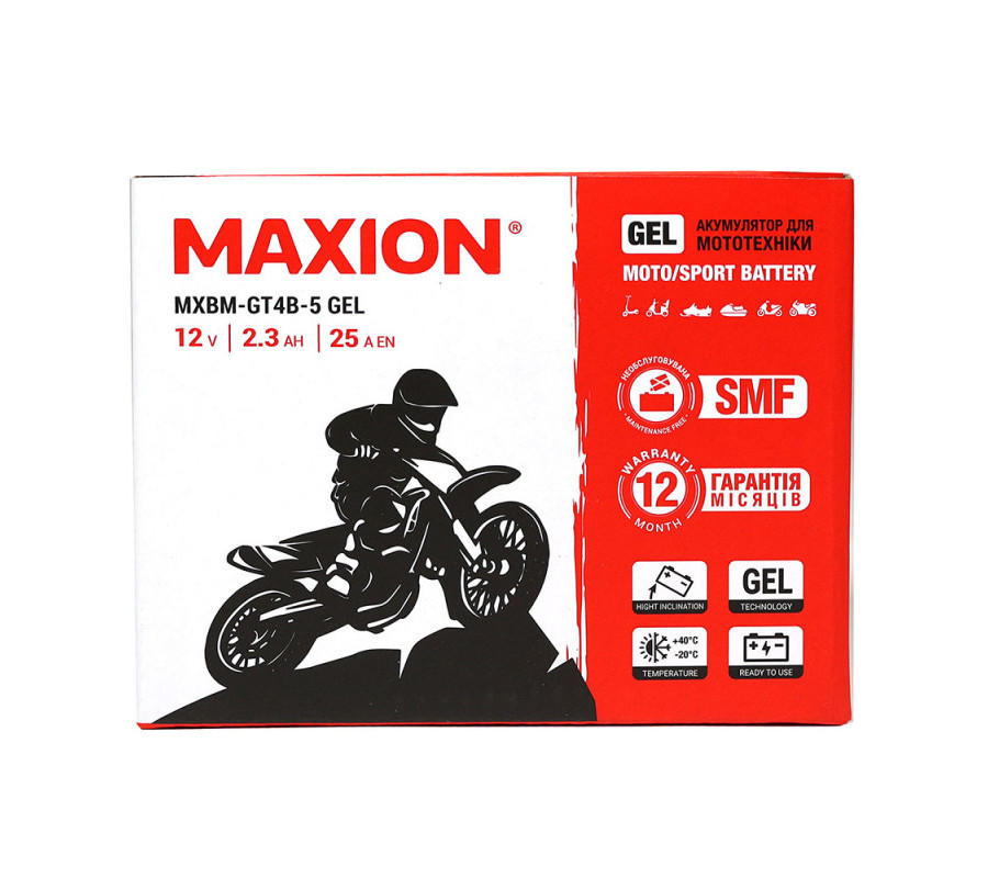 Мото акумулятор MAXION 12V 2,3Ah 25A GT4B-5 GEL
