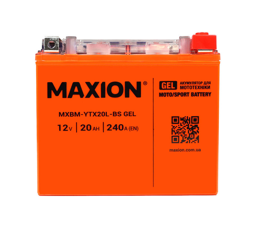 Мото акумулятор MAXION 12V 20Ah 240A R+ YTX20L-BS GEL