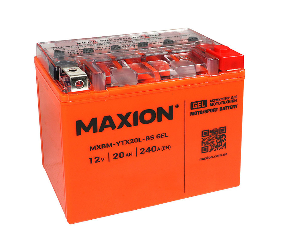 Мото акумулятор MAXION 12V 20Ah 240A R+ YTX20L-BS GEL