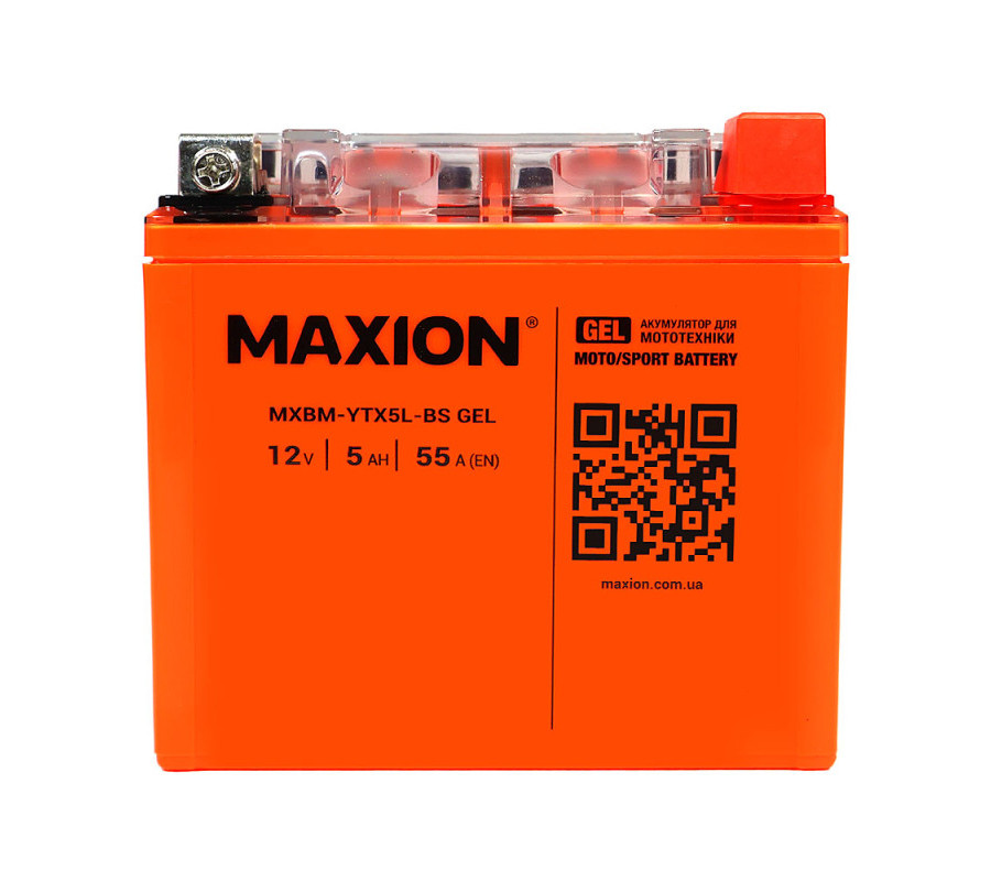 Мото акумулятор MAXION 12V 5Ah 55A R+ YTX5L-BS GEL