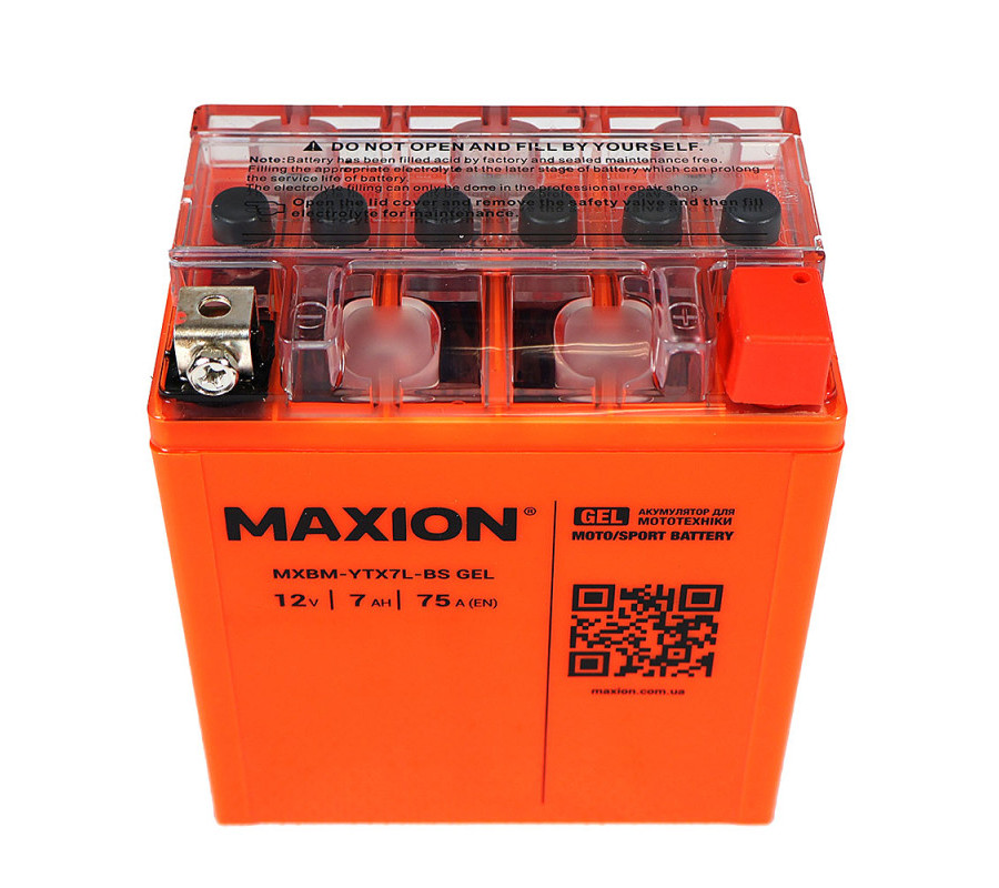 Мото акумулятор MAXION 12V 7Ah 75A YTX 7L-BS 12V R+