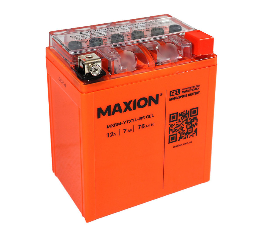 Мото акумулятор MAXION 12V 7Ah 75A YTX 7L-BS 12V R+