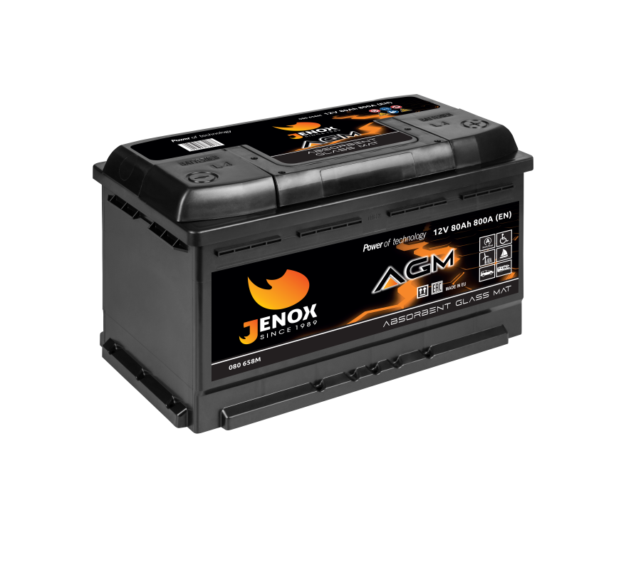 Автомобільний акумулятор Jenox 80Ah 800A R+ AGM